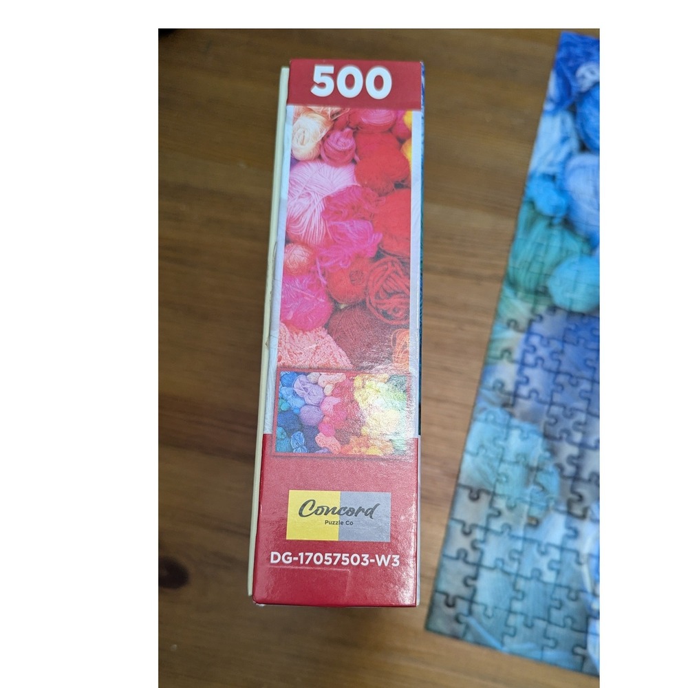 Concord Puzzle Co 500 Piece Jigsaw Puzzle Colored Balls of Yarn Rainbow - Picture 3 of 4
